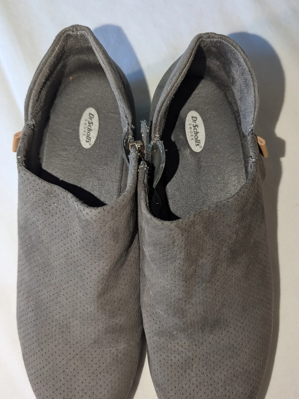 Dr. Scholl's Womans Gray Suede Slip-On Casual Shoes Side Zip US 7 Casual